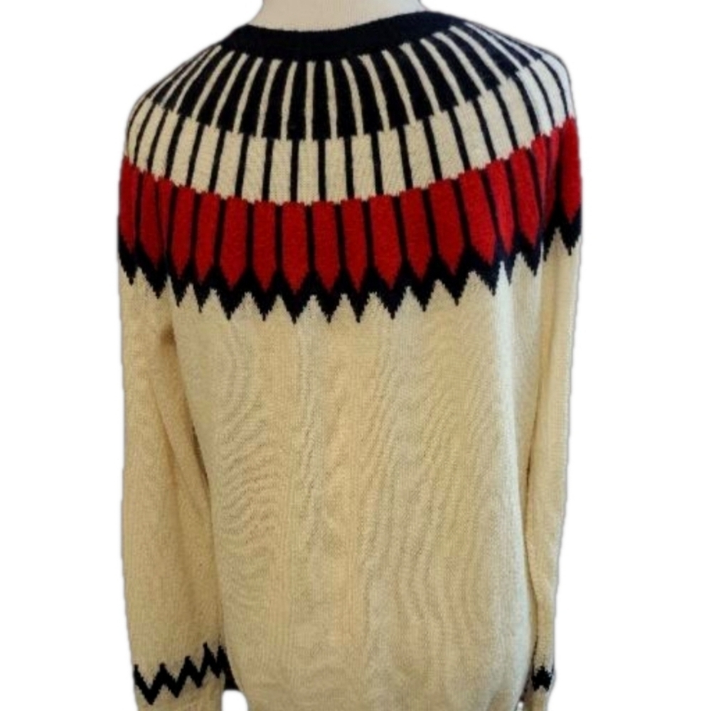 Talbots Women's Sweater - Red, Black, and Cream in a size medium - Picture 3 of 10